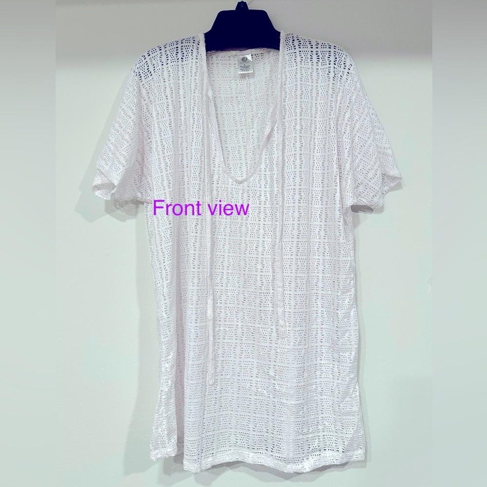 Women White Mesh Swimsuit/Bikini/Tank top Short Sleeves Cover-up